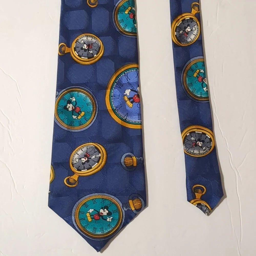 Tie Mickey Mouse Pocket Watch Clock Time Disney Vintage Novelty vintage Neck Tie